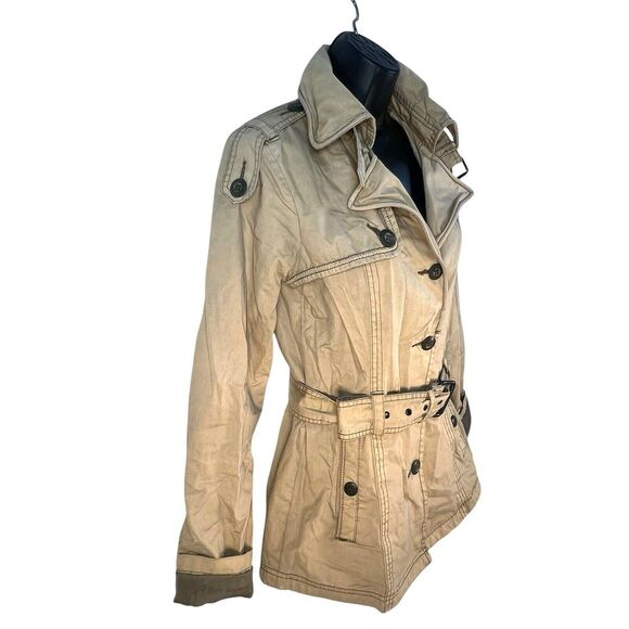 KHUJO womens sz S trench coat khaki beige‎ - Picture 5 of 10